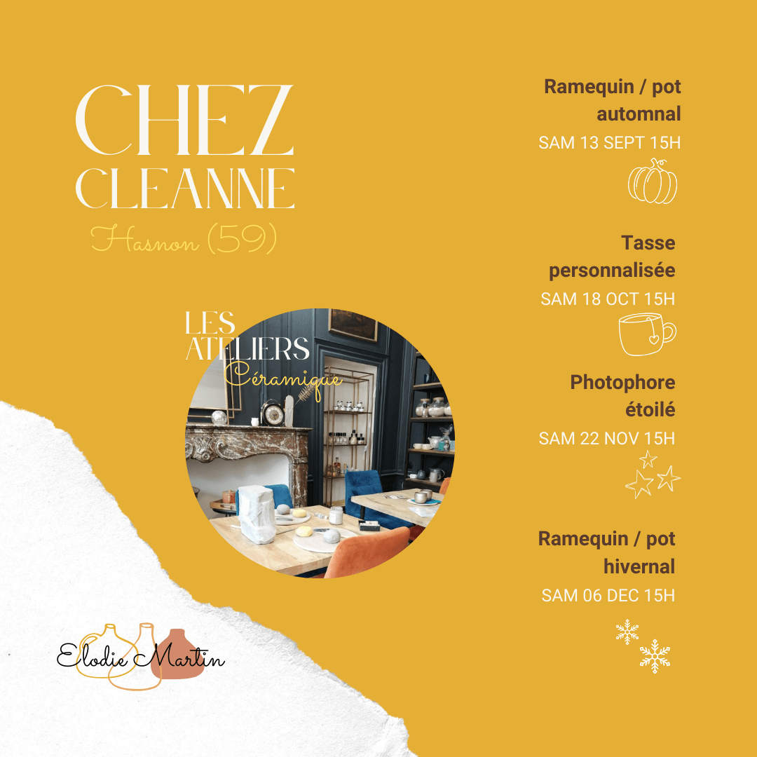DIY initiation céramique cours poterie Atelier céramique thé gourmand goûter poterie modelage Vaisselle en céramique Mug tasse personnalisée Atelier privatisé entre amis, en famille Hasnon Wallers Porte du hainaut idée week-end sortie entre filles concept store lieu insolite Nord 59 Saint Amand Les Eaux