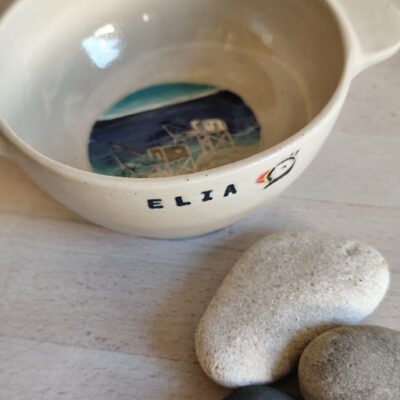 mer inspiration bol breton poterie Cadeau de naissance Cadeau unique Bol fait main prénom Inspiration faire-part thème de votre choix Bol à oreilles Fait à St Amand-Les-Eaux Fabrication artisanale au tour de potier Céramique française création sur mesure peint à la main céramiste cadeau original Saint Valentin